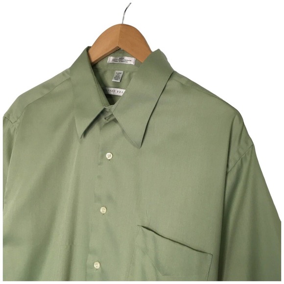 Geoffrey Beene Mens XL Wrinkle Free Button Up Long Sleeve Dress Shirt Green - Picture 5 of 10